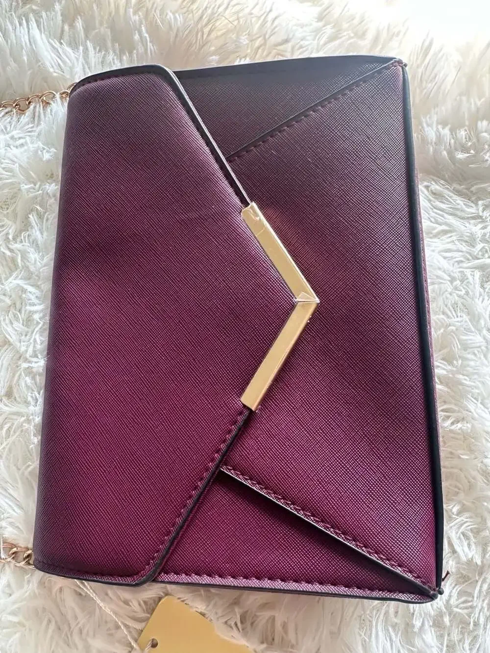 KKXIU Women's Faux Leather Envelope Clutch Crossbody Bag in Burgundy
